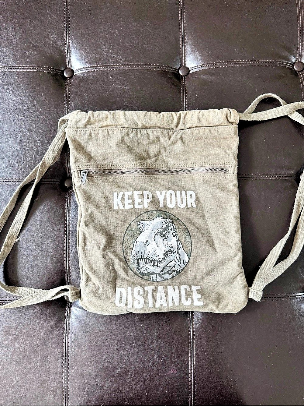 Universal Studios Jurassic World Keep Your Distance T-Rex Drawstring Backpack